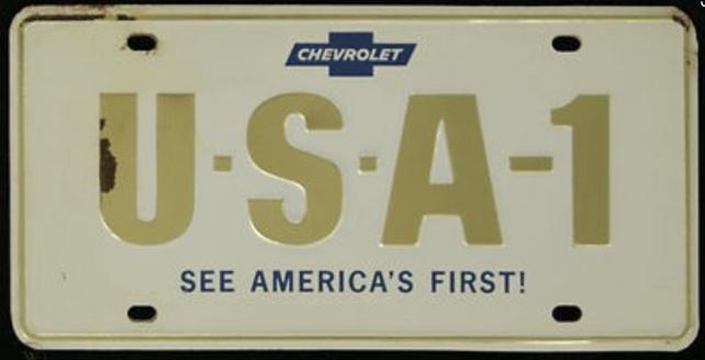 1 replica License plate 1960's Chevrolet USA